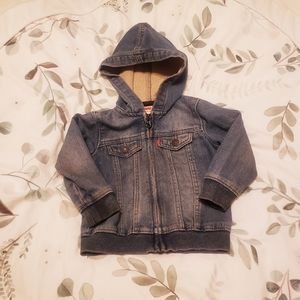 Levi's toddler boy denim jacket hood 18 months Baby
